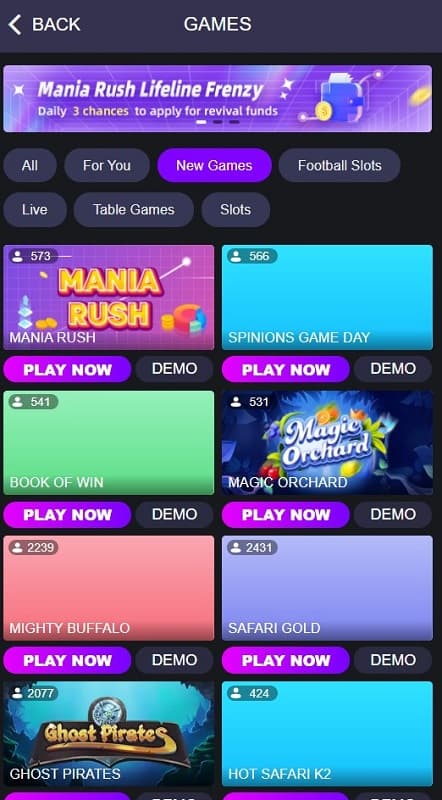 game mania casino